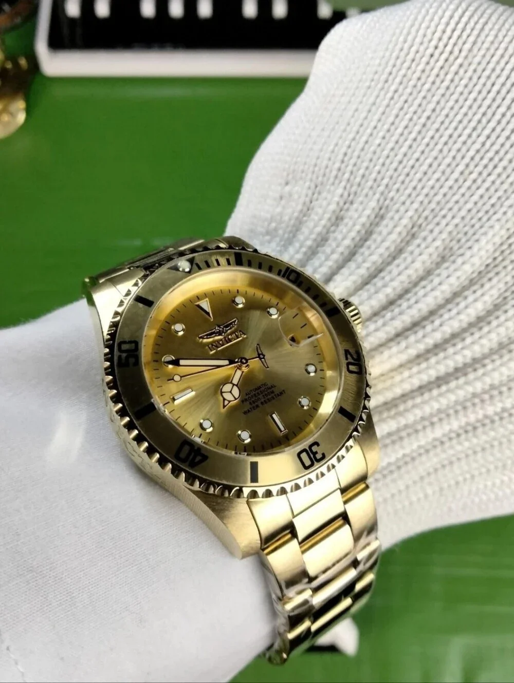 Invicta Pro Diver 69741 Automatic Mens Gold SS Watch & Bracelet Gold Copper Dial